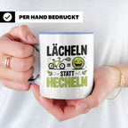 E-Bike Tasse: Lächeln statt Hecheln! Fahrradfahrer Geschenki – Blau [farbe:blau]
