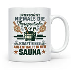Sauna Tasse mit Spruch Therapeutische Kraft. Geschenk für Sa – Weiß [farbe:weiß]