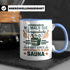 Sauna Tasse mit Spruch Therapeutische Kraft. Geschenk für Sa – Blau [farbe:blau]