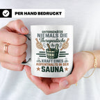 Sauna Tasse mit Spruch Therapeutische Kraft. Geschenk für Sa – Weiß [farbe:weiß]