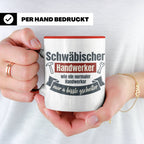 Schwäbischer Handwerker Tasse mit Spruch 'a bissle gscheiter – Rot [farbe:rot]