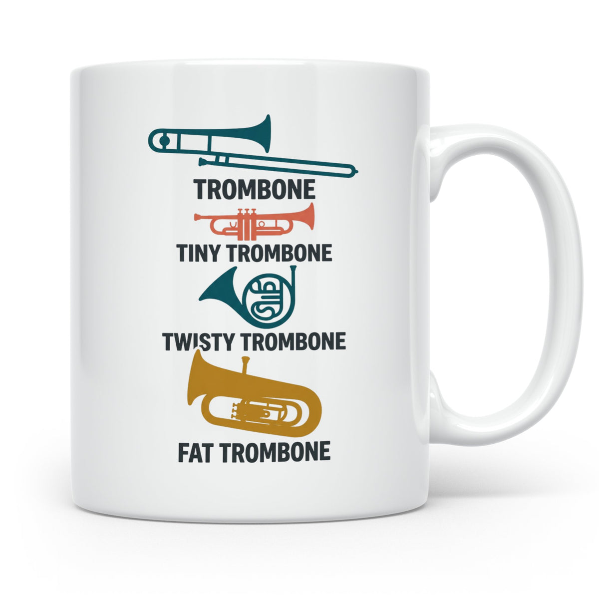 Posaunist Tasse mit lustigem Spruch Tiny Twisty Fat Trombone – Weiß [farbe:weiß]