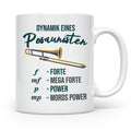 Posaunist Tasse mit lustigem Spruch Dynamik, Geschenk für Mu – Weiß [farbe:weiß]