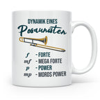Posaunist Tasse mit lustigem Spruch Dynamik, Geschenk für Mu – Weiß [farbe:weiß]