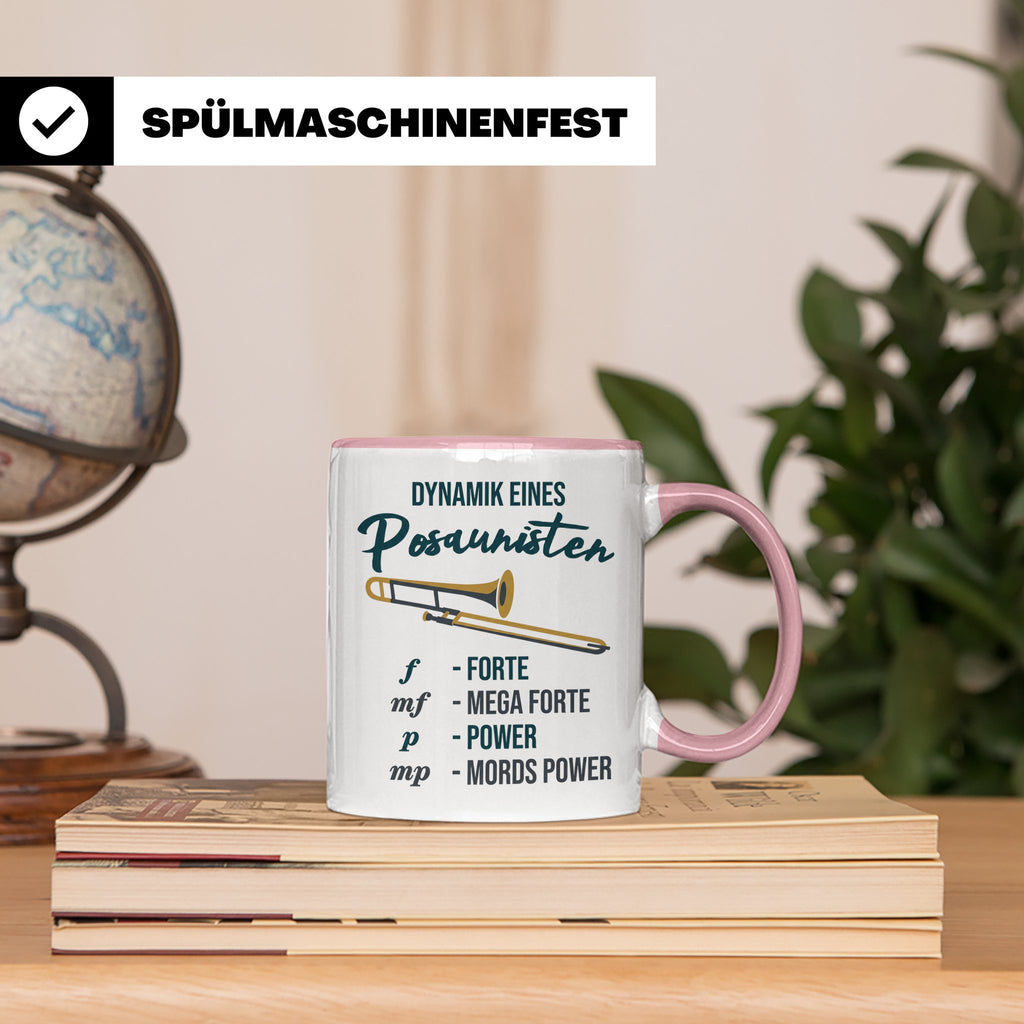 Posaunist Tasse mit lustigem Spruch Dynamik, Geschenk für Mu – Rosa [farbe:rosa]