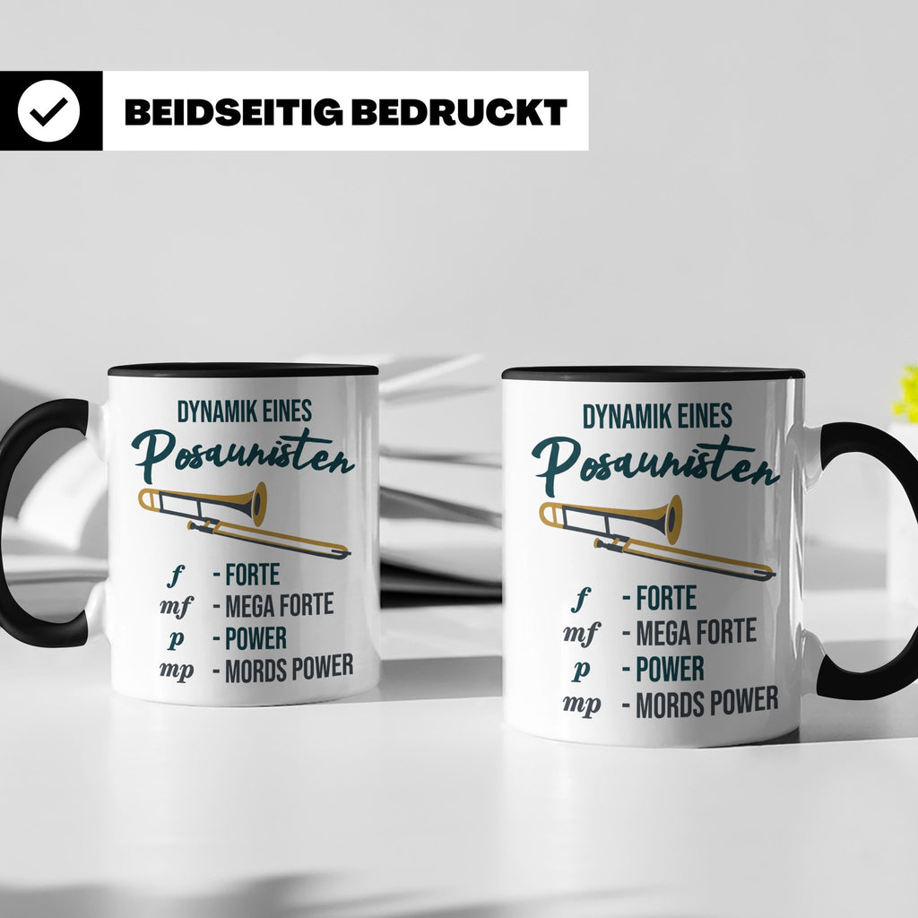 Posaunist Tasse mit lustigem Spruch Dynamik, Geschenk für Mu – Schwarz [farbe:schwarz]