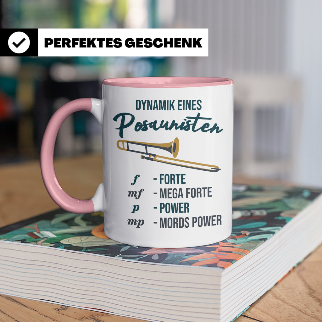 Posaunist Tasse mit lustigem Spruch Dynamik, Geschenk für Mu – Rosa [farbe:rosa]