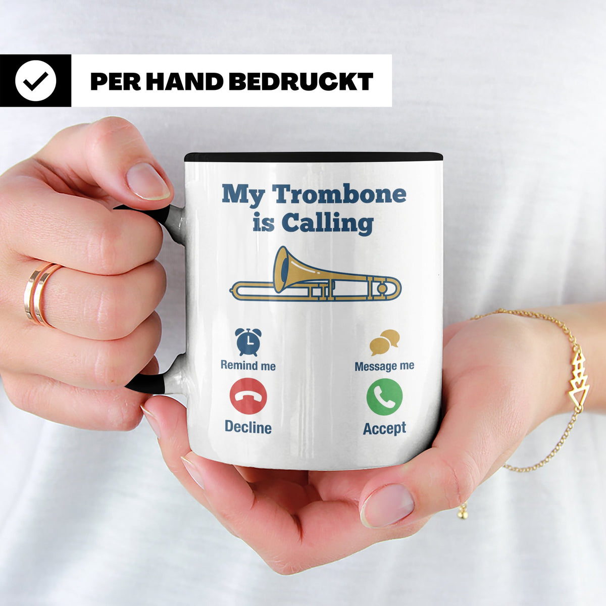 Posaune Tasse lustig My Trombone is Calling Geschenk für Pos – Schwarz [farbe:schwarz]