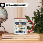 Posaune Tasse Spruch 'zweite Sprache' für Posaunist, Musiker – Rot [farbe:rot]
