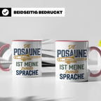 Posaune Tasse Spruch 'zweite Sprache' für Posaunist, Musiker – Rosa [farbe:rosa]
