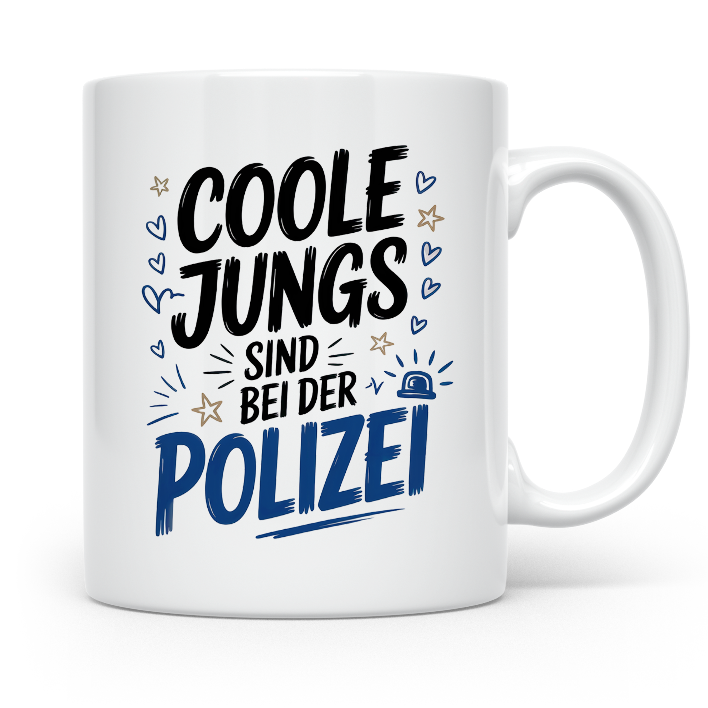 Polizei Tasse - Coole Jungs sind bei der Polizei - Geschenk  – Weiß [farbe:weiß]