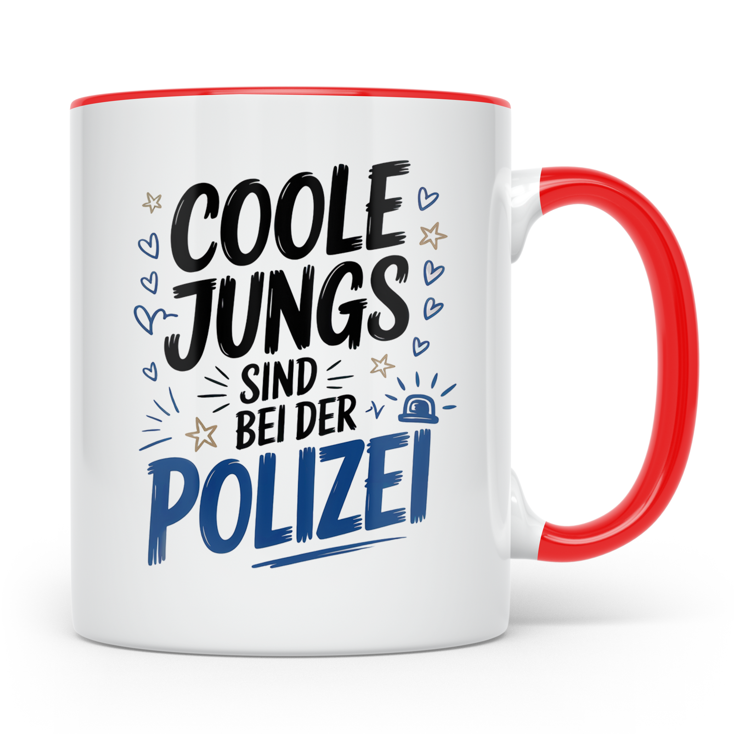 Polizei Tasse - Coole Jungs sind bei der Polizei - Geschenk  – Rot [farbe:rot]