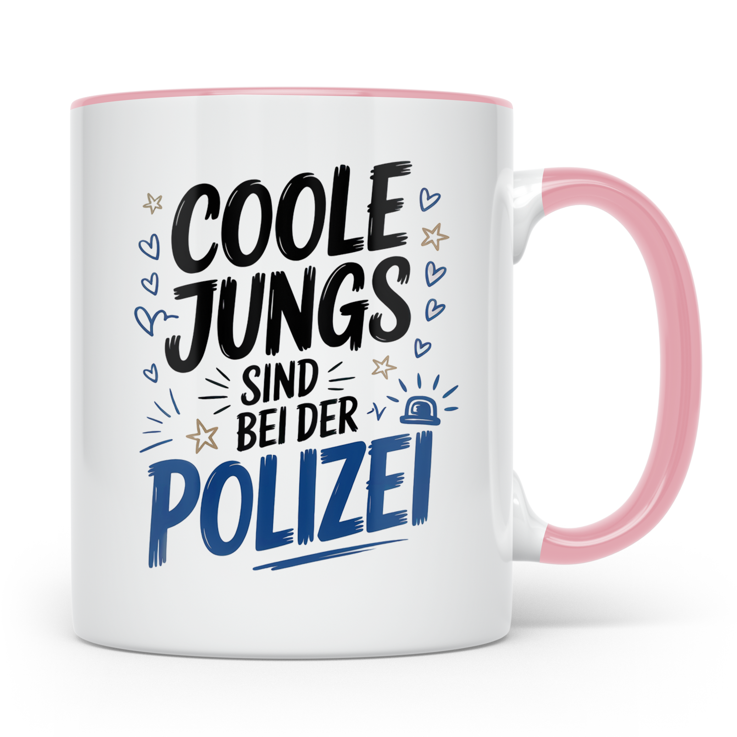 Polizei Tasse - Coole Jungs sind bei der Polizei - Geschenk  – Rosa [farbe:rosa]