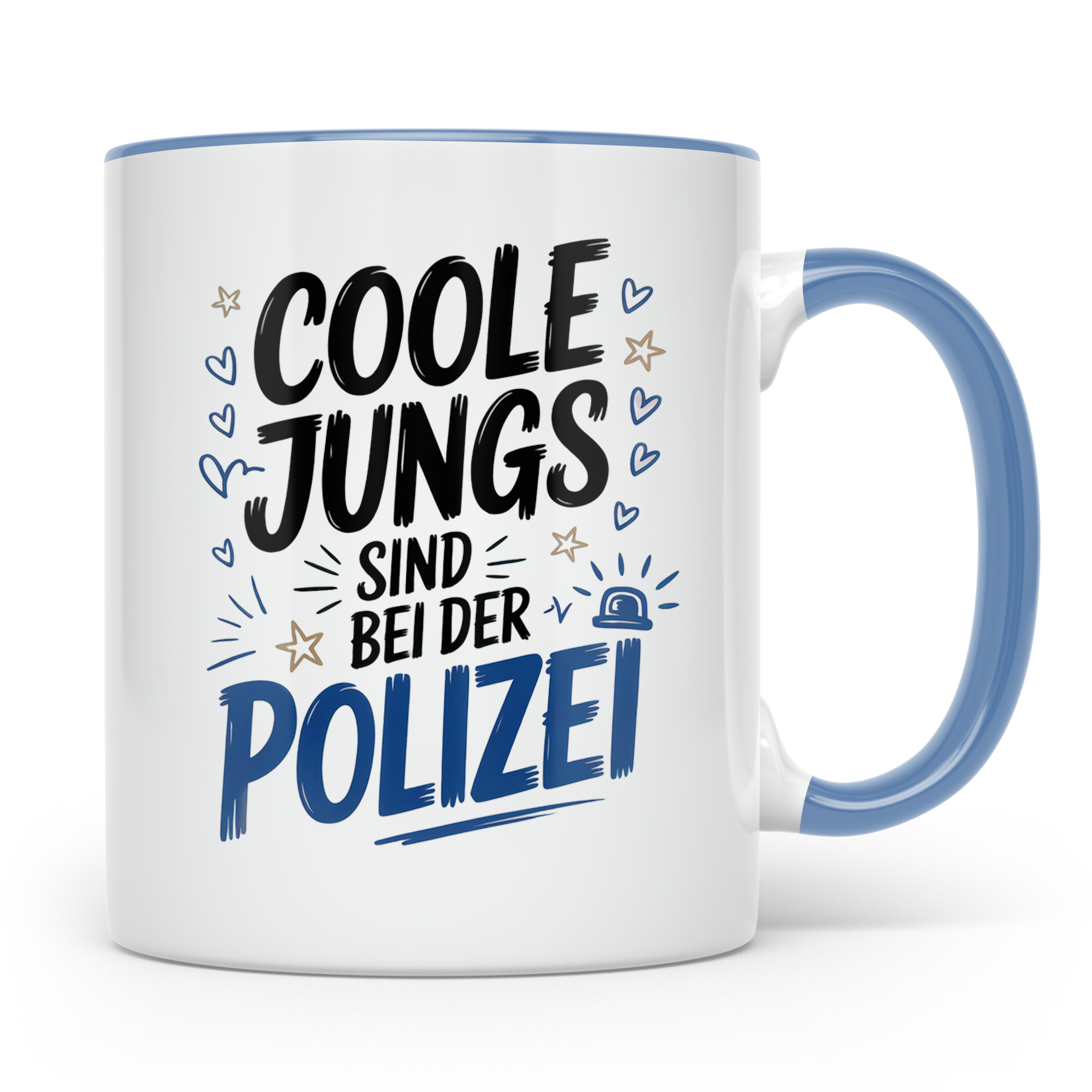 Polizei Tasse - Coole Jungs sind bei der Polizei - Geschenk  – Blau [farbe:blau]