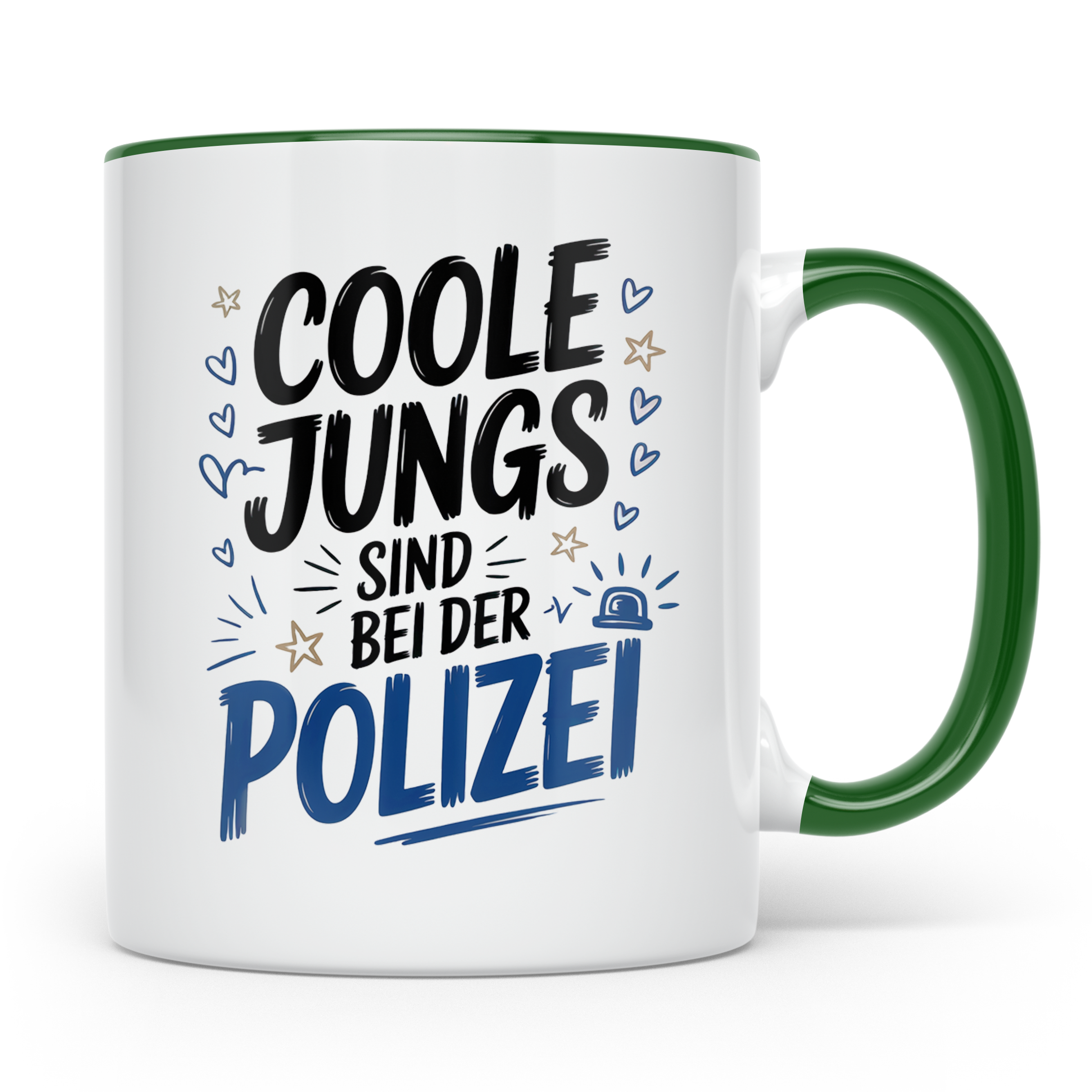Polizei Tasse - Coole Jungs sind bei der Polizei - Geschenk  – Grün [farbe:grün]