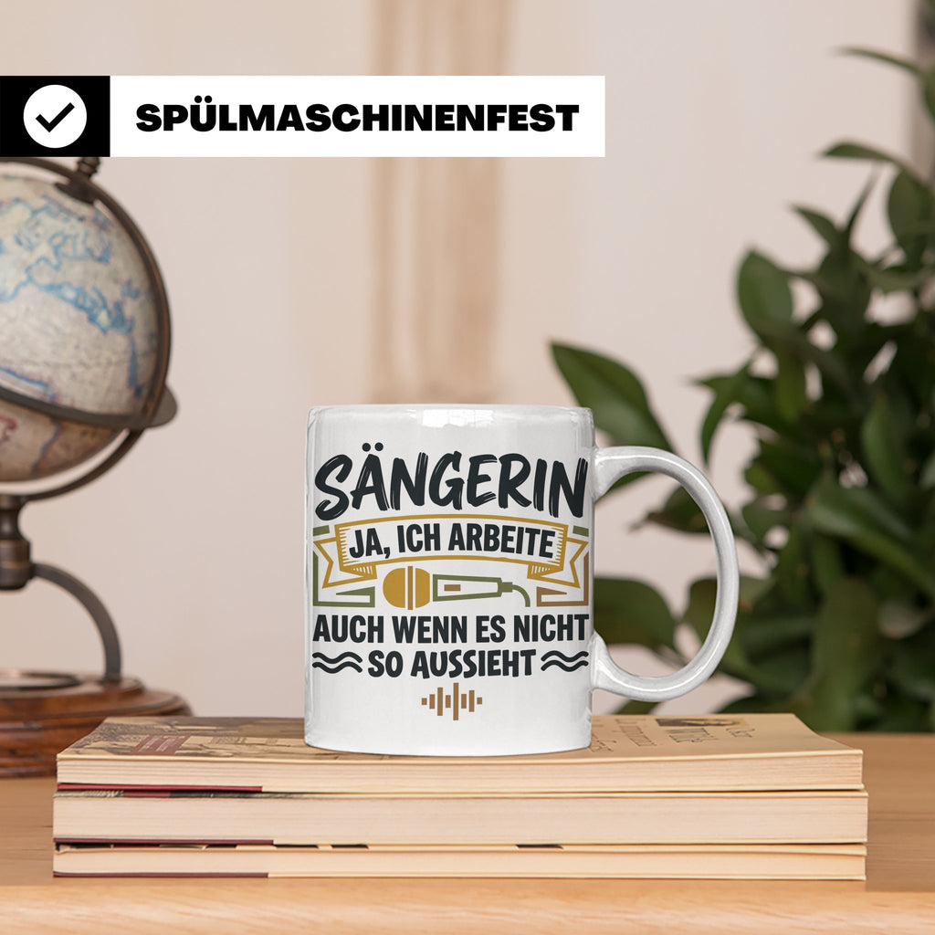 Sängerin Tasse mit Spruch 'Ja ich arbeite' Geschenk für Musi – Weiß [farbe:weiß]
