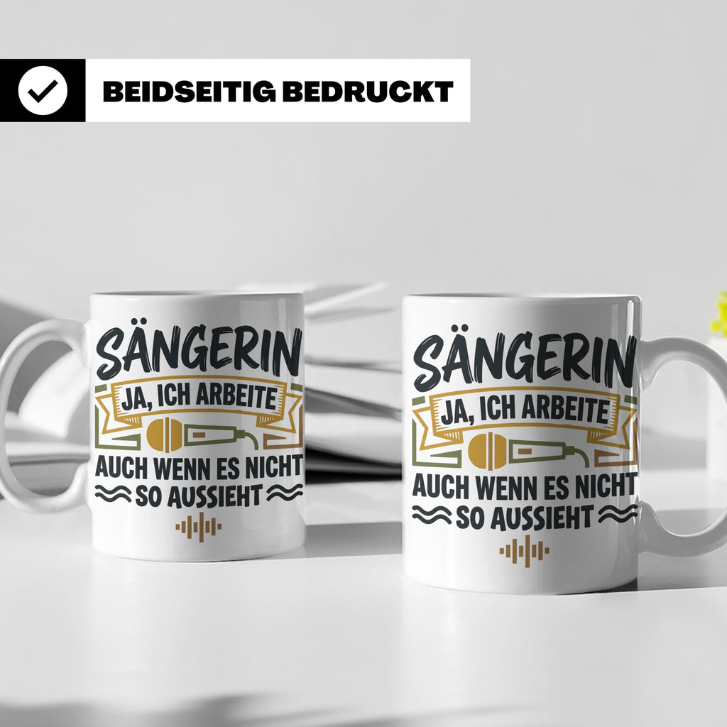 Sängerin Tasse mit Spruch 'Ja ich arbeite' Geschenk für Musi – Weiß [farbe:weiß]
