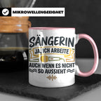 Sängerin Tasse mit Spruch 'Ja ich arbeite' Geschenk für Musi – Rosa [farbe:rosa]
