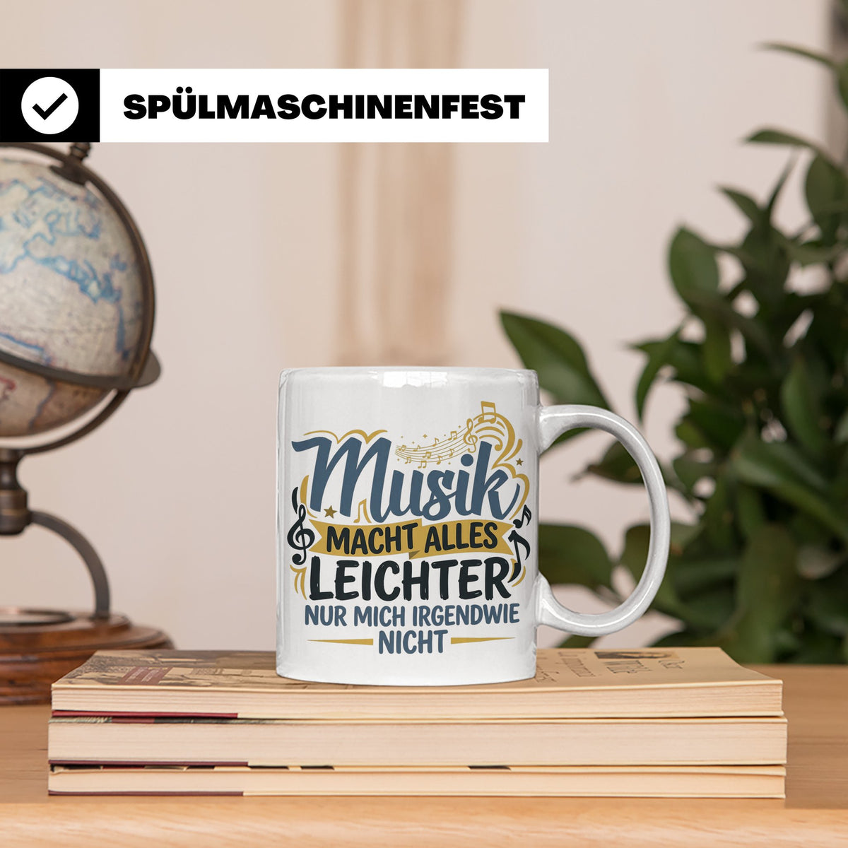 Musiker Tasse mit Spruch Musik macht alles leichter | Lustig – Weiß [farbe:weiß]