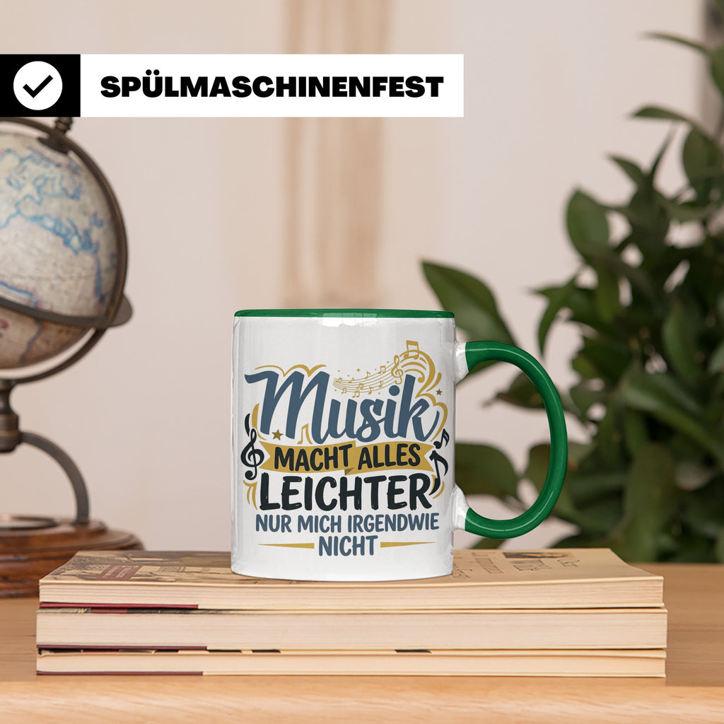 Musiker Tasse mit Spruch Musik macht alles leichter | Lustig – Grün [farbe:grün]