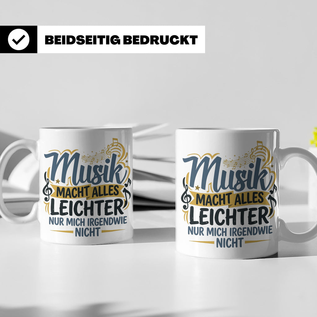 Musiker Tasse mit Spruch Musik macht alles leichter | Lustig – Weiß [farbe:weiß]