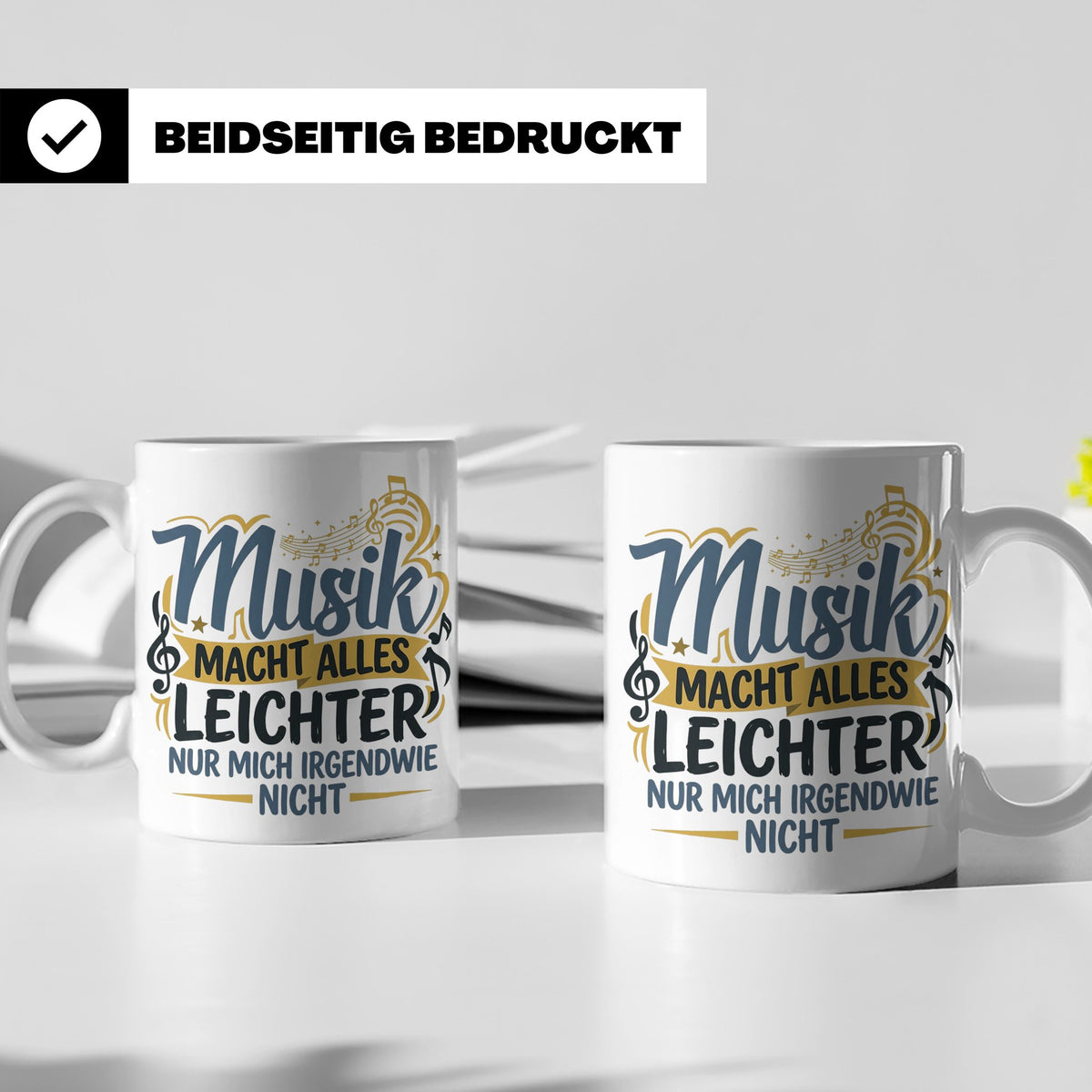Musiker Tasse mit Spruch Musik macht alles leichter | Lustig – Weiß [farbe:weiß]