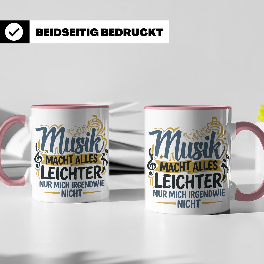 Musiker Tasse mit Spruch Musik macht alles leichter | Lustig – Rosa [farbe:rosa]