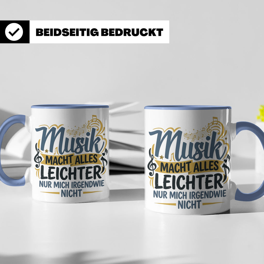 Musiker Tasse mit Spruch Musik macht alles leichter | Lustig – Blau [farbe:blau]