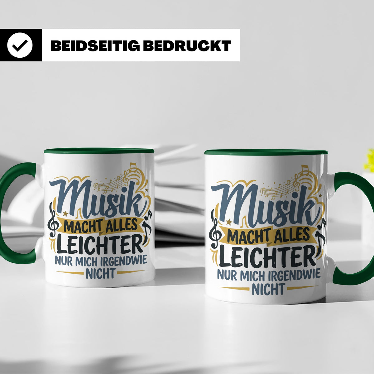 Musiker Tasse mit Spruch Musik macht alles leichter | Lustig – Grün [farbe:grün]