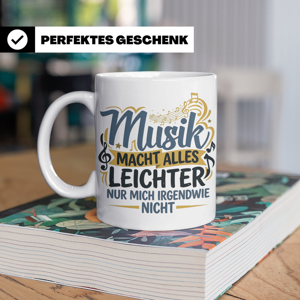 Musiker Tasse mit Spruch Musik macht alles leichter | Lustig – Weiß [farbe:weiß]