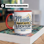 Musiker Tasse mit Spruch Musik macht alles leichter | Lustig – Rot [farbe:rot]