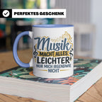 Musiker Tasse mit Spruch Musik macht alles leichter | Lustig – Blau [farbe:blau]
