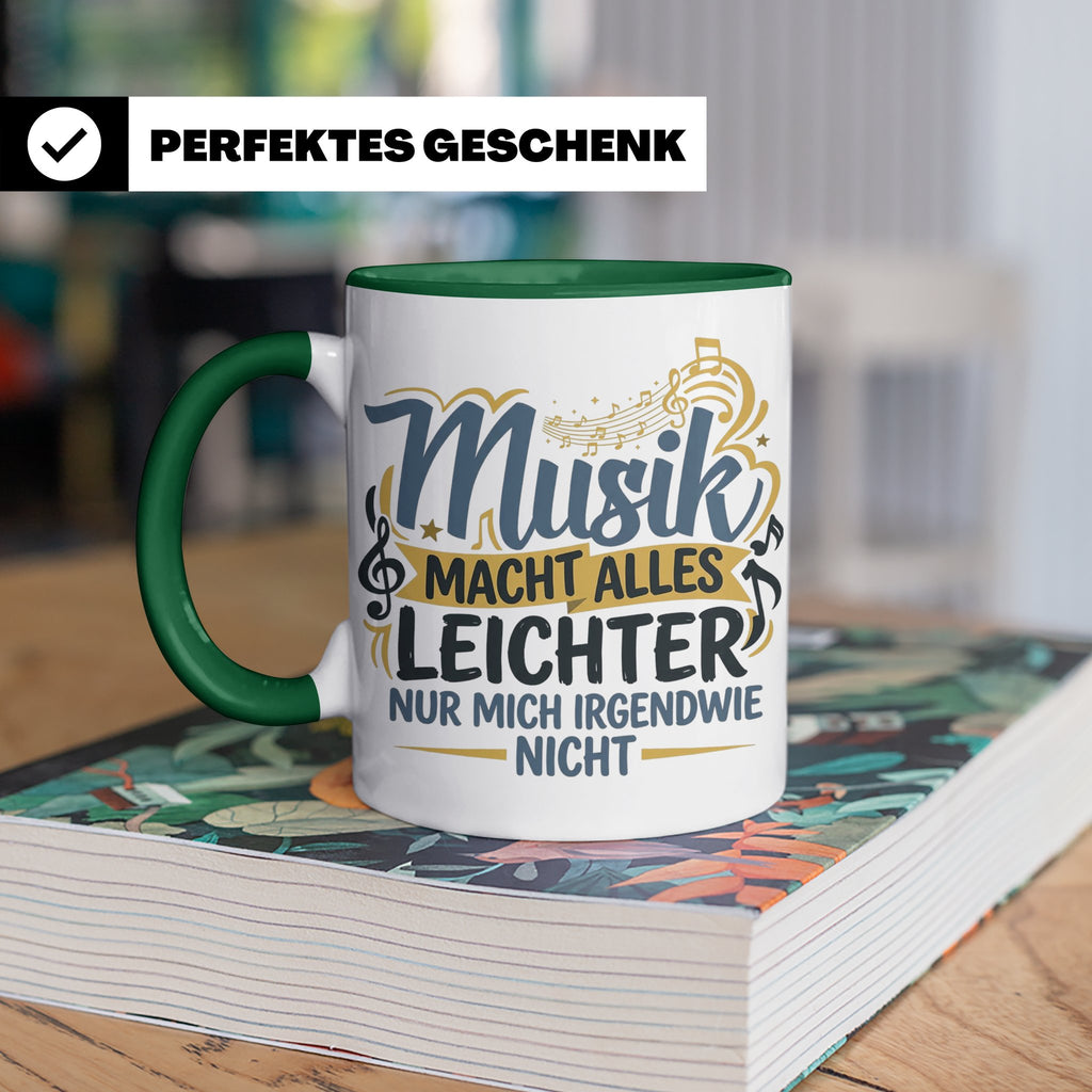 Musiker Tasse mit Spruch Musik macht alles leichter | Lustig – Grün [farbe:grün]