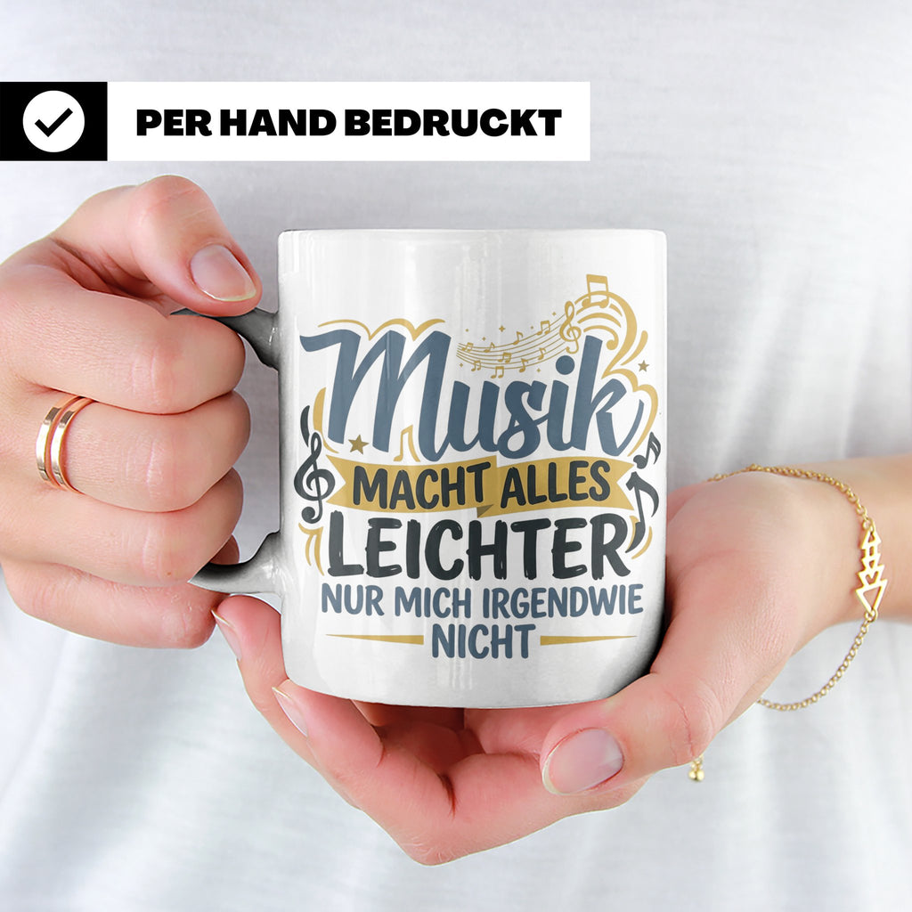 Musiker Tasse mit Spruch Musik macht alles leichter | Lustig – Weiß [farbe:weiß]