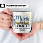 Musiker Tasse mit Spruch Musik macht alles leichter | Lustig – Schwarz [farbe:schwarz]