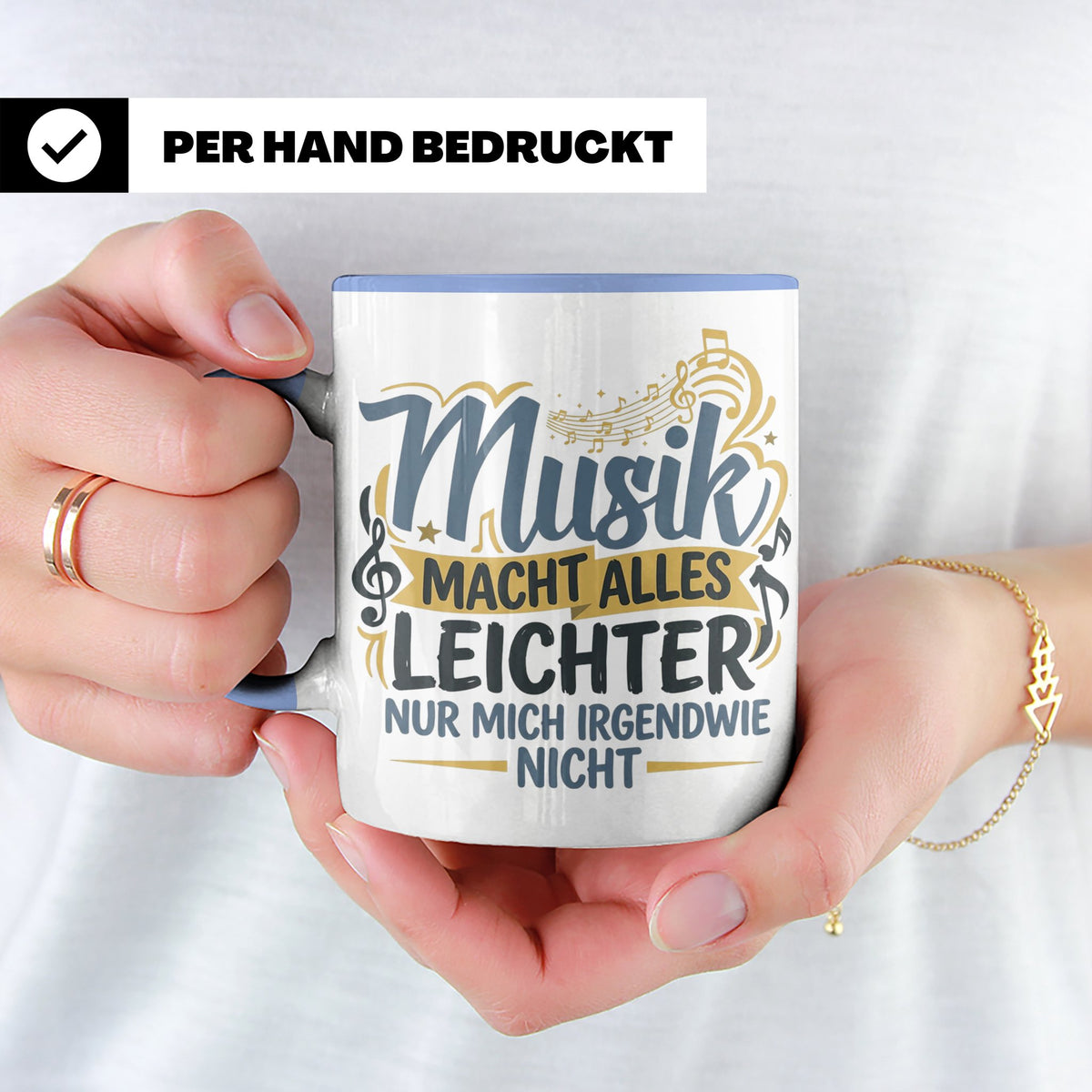 Musiker Tasse mit Spruch Musik macht alles leichter | Lustig – Blau [farbe:blau]