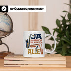 Saxophon Tasse mit Spruch 'Ja ich brauche die wirklich alle' – Weiß [farbe:weiß]