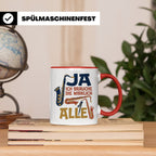 Saxophon Tasse mit Spruch 'Ja ich brauche die wirklich alle' – Rot [farbe:rot]