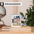 Saxophon Tasse mit Spruch 'Ja ich brauche die wirklich alle' – Blau [farbe:blau]