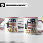 Saxophon Tasse mit Spruch 'Ja ich brauche die wirklich alle' – Rosa [farbe:rosa]