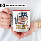 Saxophon Tasse mit Spruch 'Ja ich brauche die wirklich alle' – Rot [farbe:rot]