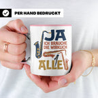 Saxophon Tasse mit Spruch 'Ja ich brauche die wirklich alle' – Rosa [farbe:rosa]