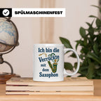 Saxophonistin Tasse mit Spruch Ich bin die Verrückte, Gesche – Weiß [farbe:weiß]