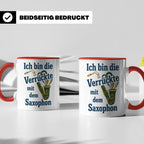 Saxophonistin Tasse mit Spruch Ich bin die Verrückte, Gesche – Rot [farbe:rot]
