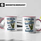 Saxophonistin Tasse mit Spruch Ich bin die Verrückte, Gesche – Rosa [farbe:rosa]