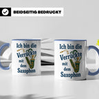 Saxophonistin Tasse mit Spruch Ich bin die Verrückte, Gesche – Blau [farbe:blau]