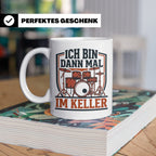 Schlagzeuger Tasse Ich bin dann mal im Keller Lustiger Spruc – Weiß [farbe:weiß]