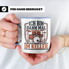 Schlagzeuger Tasse Ich bin dann mal im Keller Lustiger Spruc – Blau [farbe:blau]