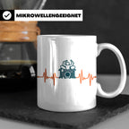 Schlagzeuger Tasse mit Herzschlag EKG Motiv | Geschenk für D – Weiß [farbe:weiß]