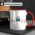 Schlagzeuger Tasse mit Herzschlag EKG Motiv | Geschenk für D – Rot [farbe:rot]